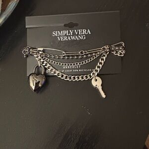 Simply Vera Vera Wang Silver Chain Bracelet with Heart and Key Charms